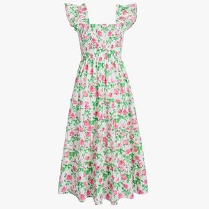 Hill House Home Pink Roses Cotton Poplin Ellie Dress XS